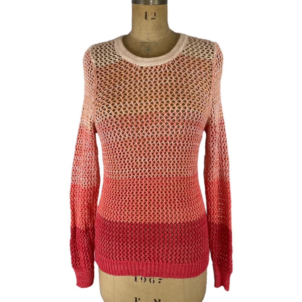 INC Orange Ombré Metallic Detail Loose Knit Sweater Size S - Picture 3 of 12